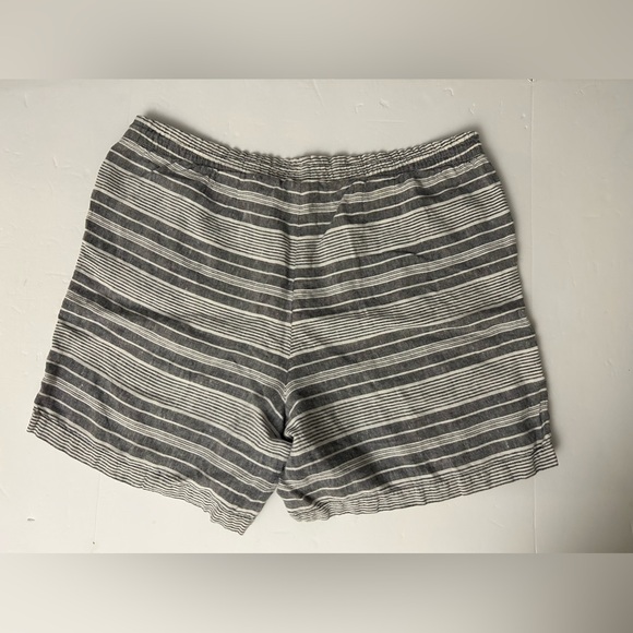 J. Jill Love Linen Gray White Striped Shorts Women’s XL Drawstring Pockets - Picture 6 of 7